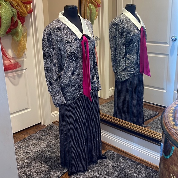 VINTAGE LOUIS FERAUD DRESS BOUGHT AT PENNY PALMER SIZE 10. Black / Cream - Picture 8 of 15